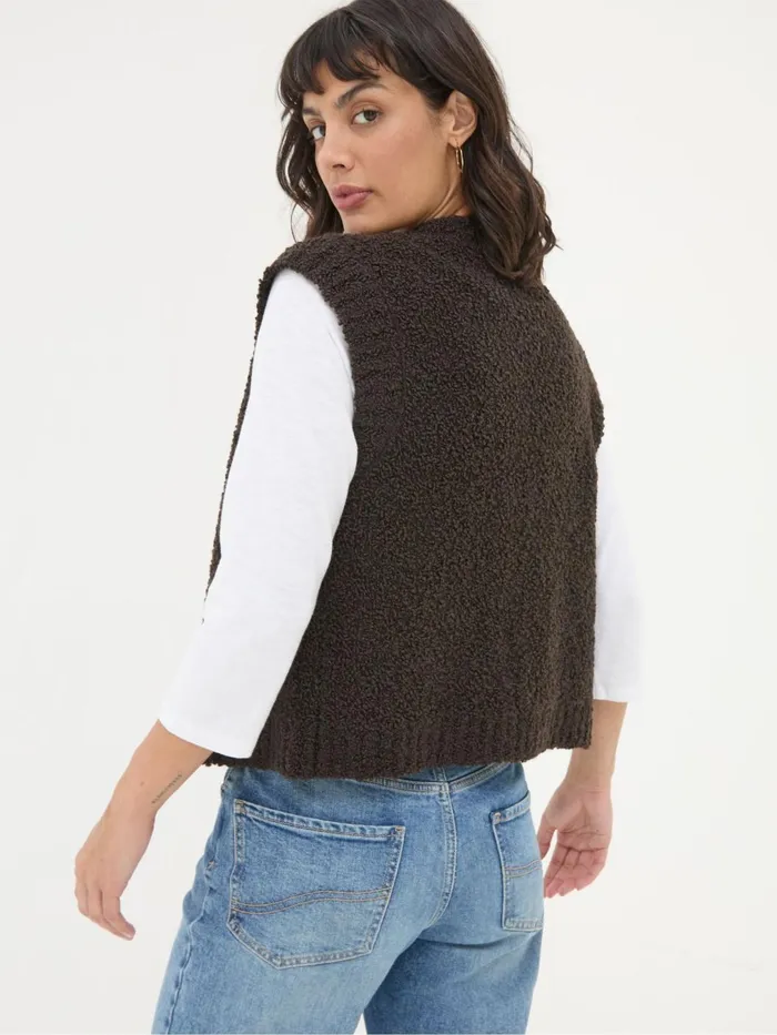 Fat Face Knitwear Chocolate Brown Lena Knitted Waistcoat 8211 Women