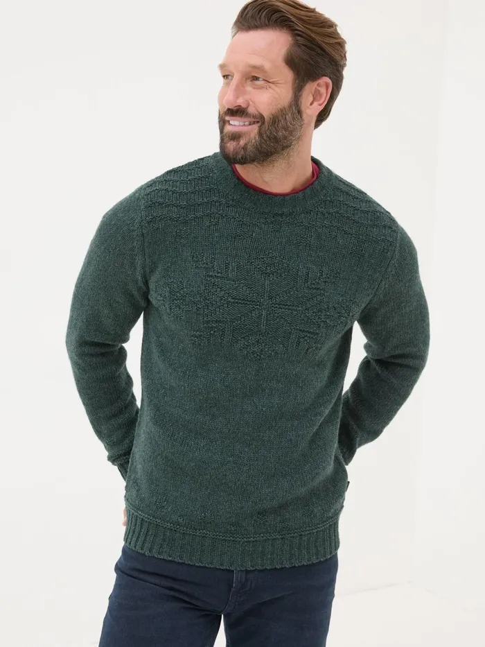 Fat Face Knitwear Dark Teal Snowflake Knitted Jumper 8211 Men