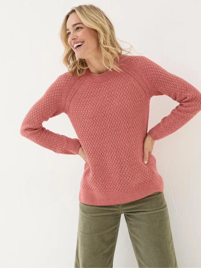 Fat Face Knitwear Ella Dusky Orange Textured Jumper 8211 Women