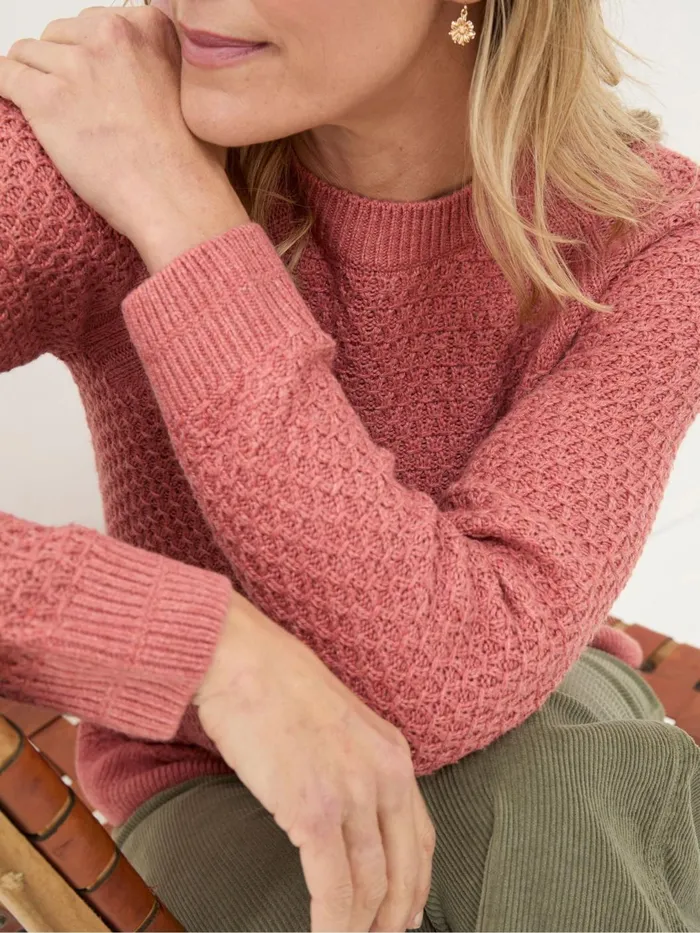 Fat Face Knitwear Ella Dusky Orange Textured Jumper 8211 Women