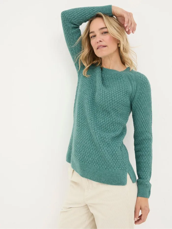 Fat Face Knitwear Ella Turquoise Blue Textured Jumper 8211 Women