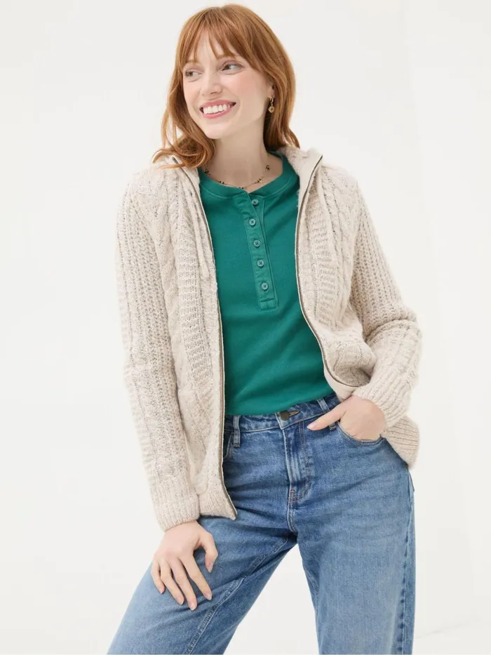 Fat Face Knitwear Ivory Alicia Hoodie 8211 Women