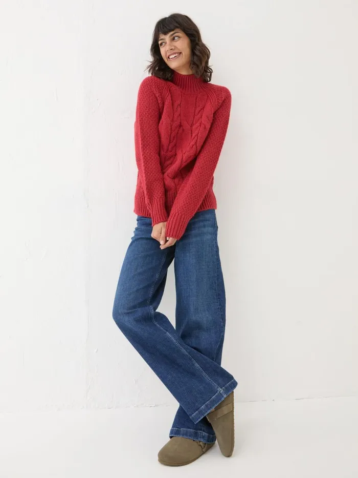Fat Face Knitwear Red Cali Cable Jumper 8211 Women