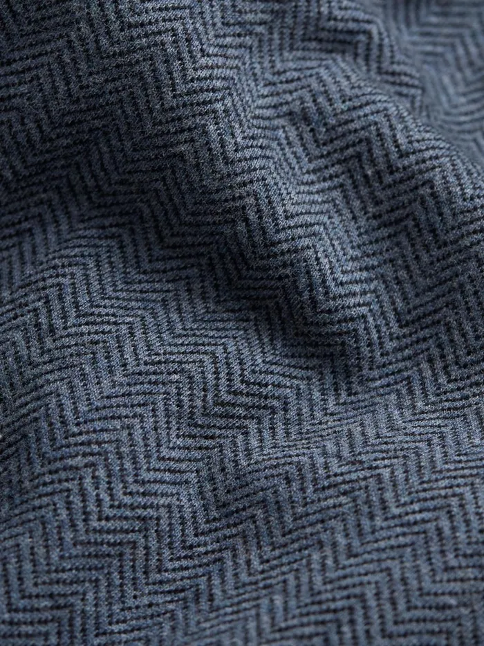 Fat Face Polo Shirts Navy Herringbone Long Sleeve Polo Shirt 8211 Men