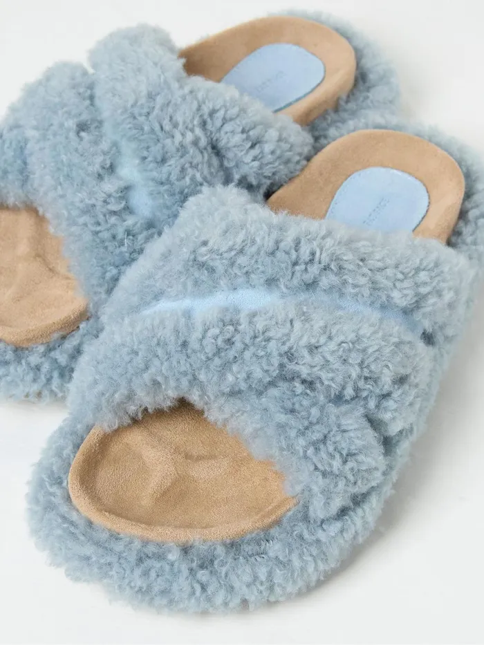 Fat Face Pyjamas and Nightwear Borg Blue Crossover Slippers 8211 Women