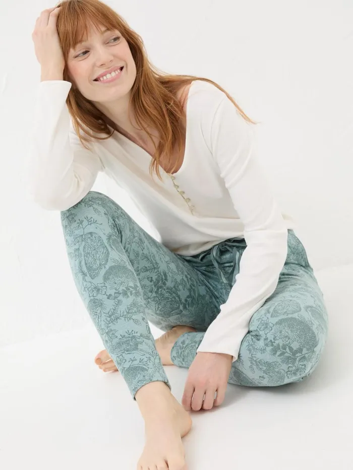 Fat Face Pyjamas and Nightwear Ellie Teal Green Woodland Leggings 8211 Women Fat Face Pyjamas and Nightwear Ellie Teal Green Woodland Leggings 8211 Women