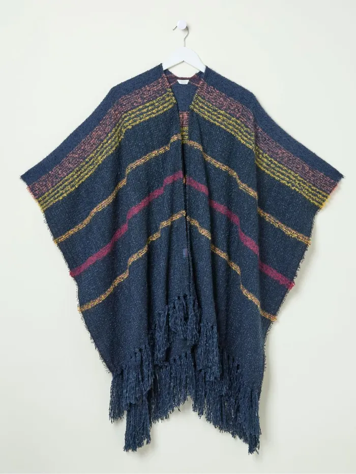 Fat Face Scarves Navy Stripe Boucle Cape Scarf 8211 Women