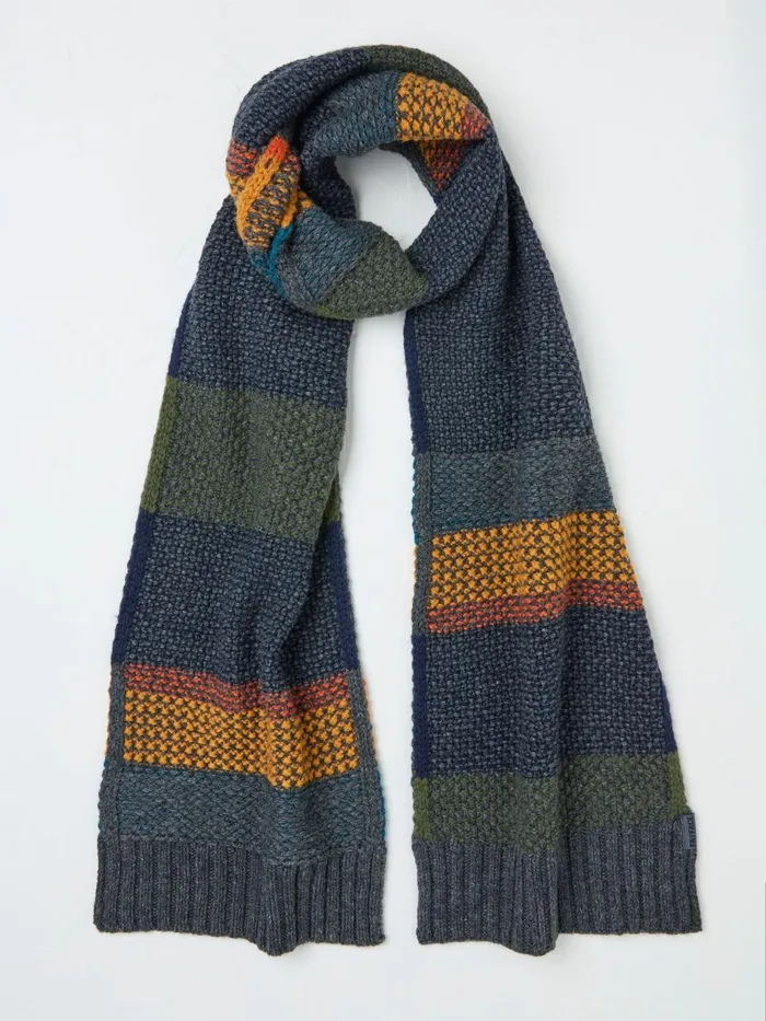 Fat Face Scarves Navy Waffle Stripe Scarf 8211 Men