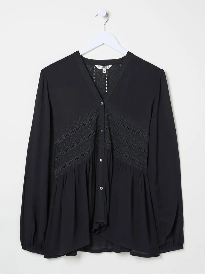 Fat Face Shirts and Blouses Black Lou Embroidered Blouse 8211 Women
