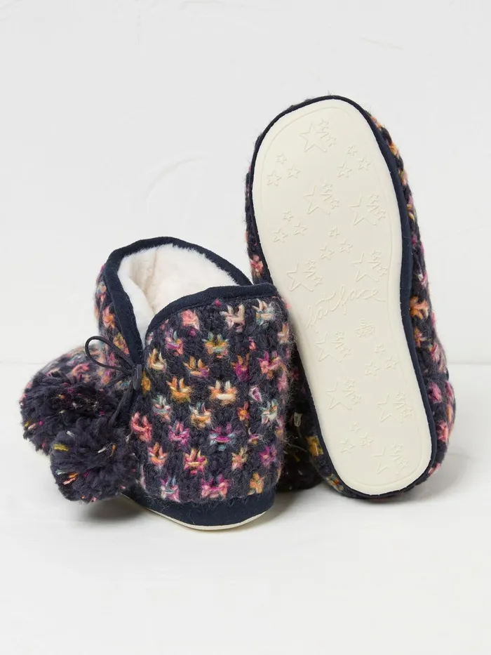 Fat Face Slippers Sara Navy Knit Slippers Boots 8211 Women
