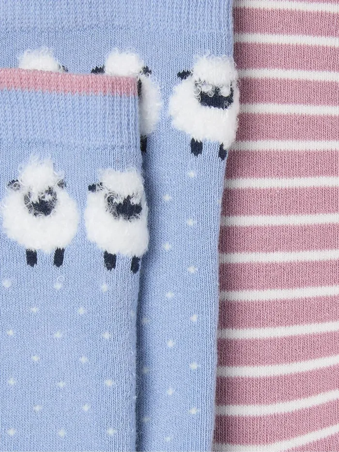Fat Face Socks and Tights Blue 2 Pairs Of Sheep Welly Socks 8211 Women