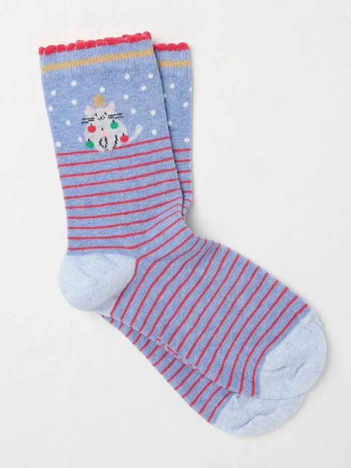 Fat Face Socks and Tights Blue Cat Tree Socks 1 Pack 8211 Women