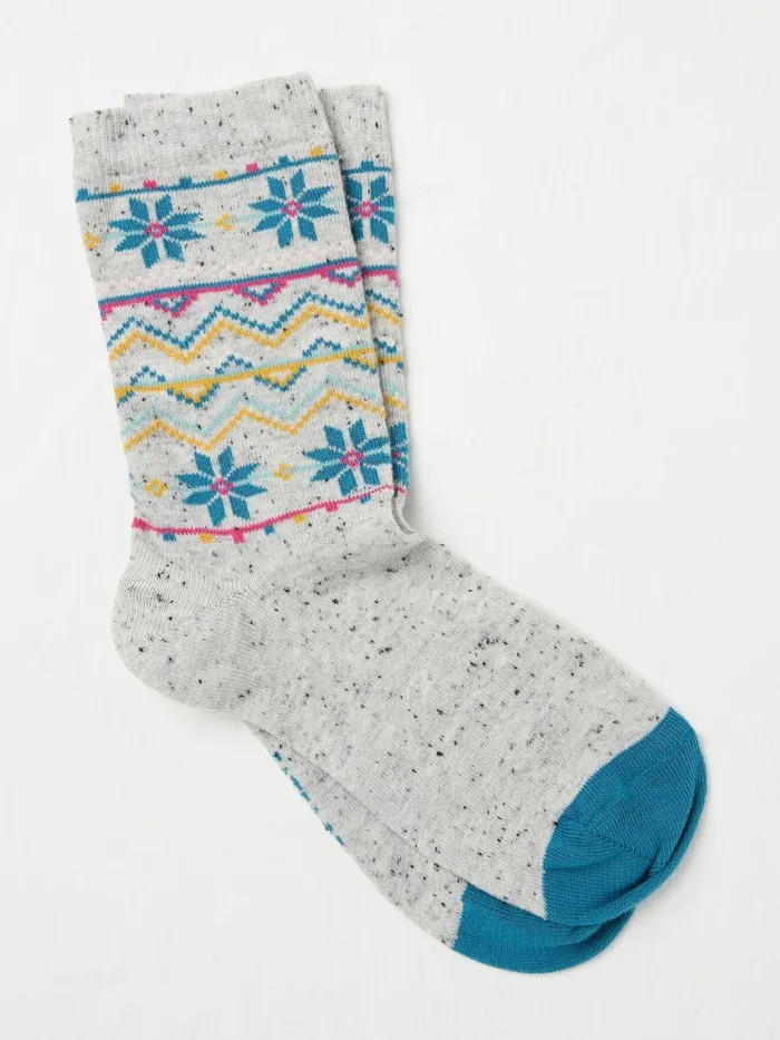 Fat Face Socks and Tights Grey Fairisle Pattern Socks 1 Pack 8211 Women