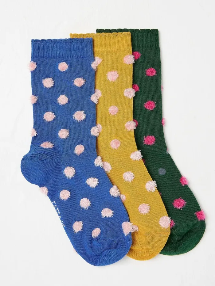 Fat Face Socks and Tights Multi Fluffy Spot Socks 3 Pack 8211 Women