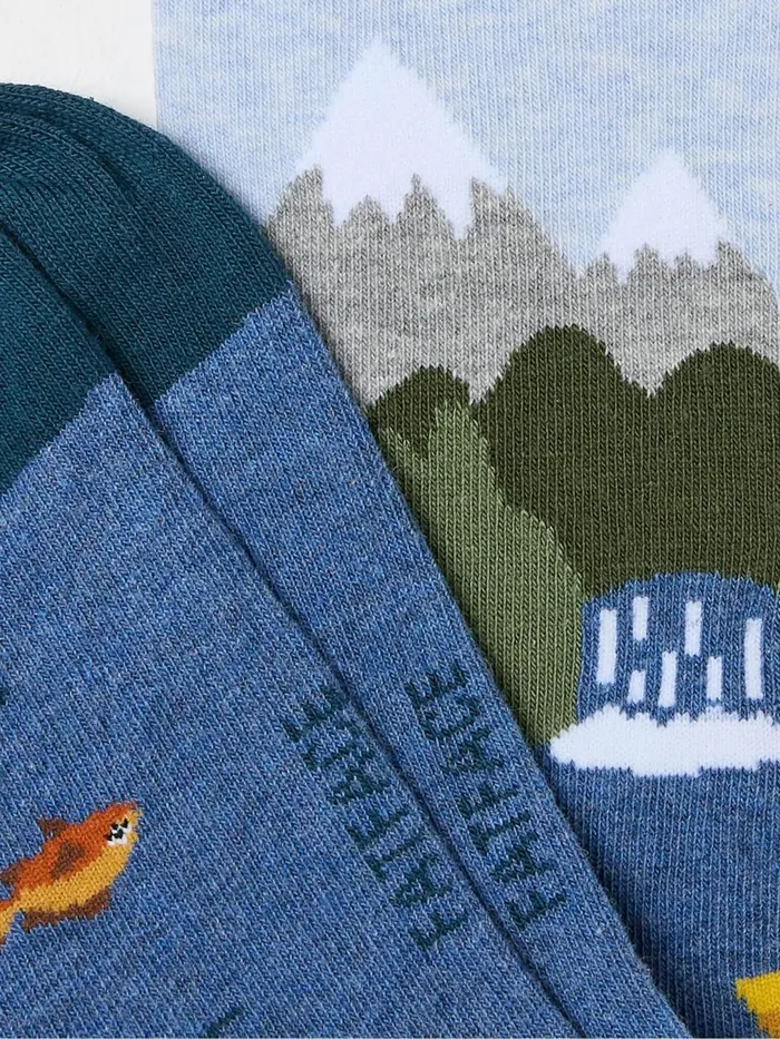 Fat Face Socks Blue Fish Scene Socks 1 Pack 8211 Men