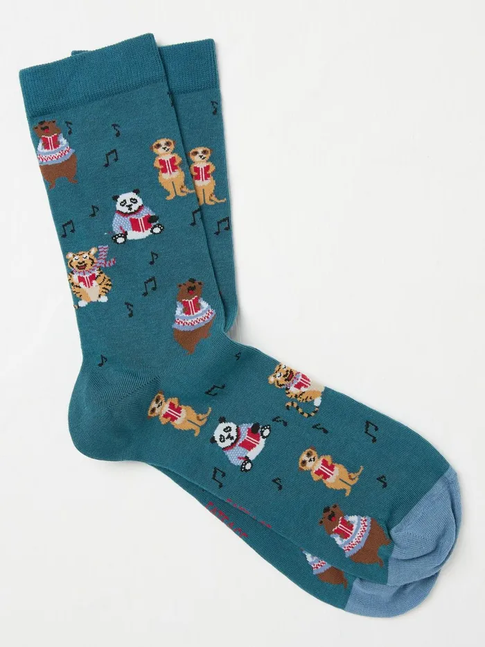 Fat Face Socks Blue Teal Singing Animals Socks 8211 Men