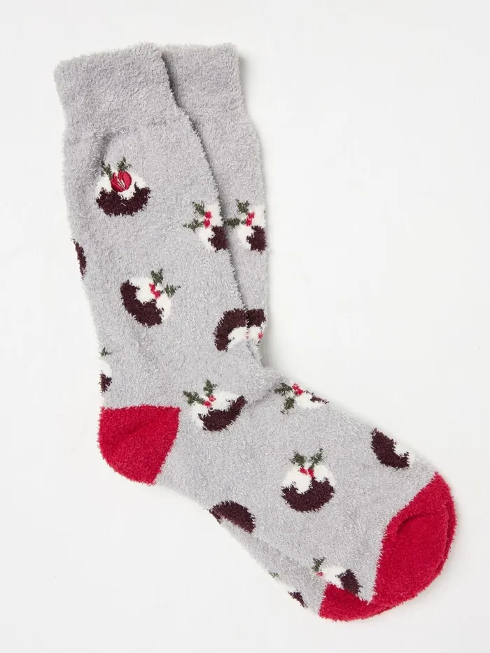 Fat Face Socks Grey Christmas Pudding Mallory Socks 8211 Men
