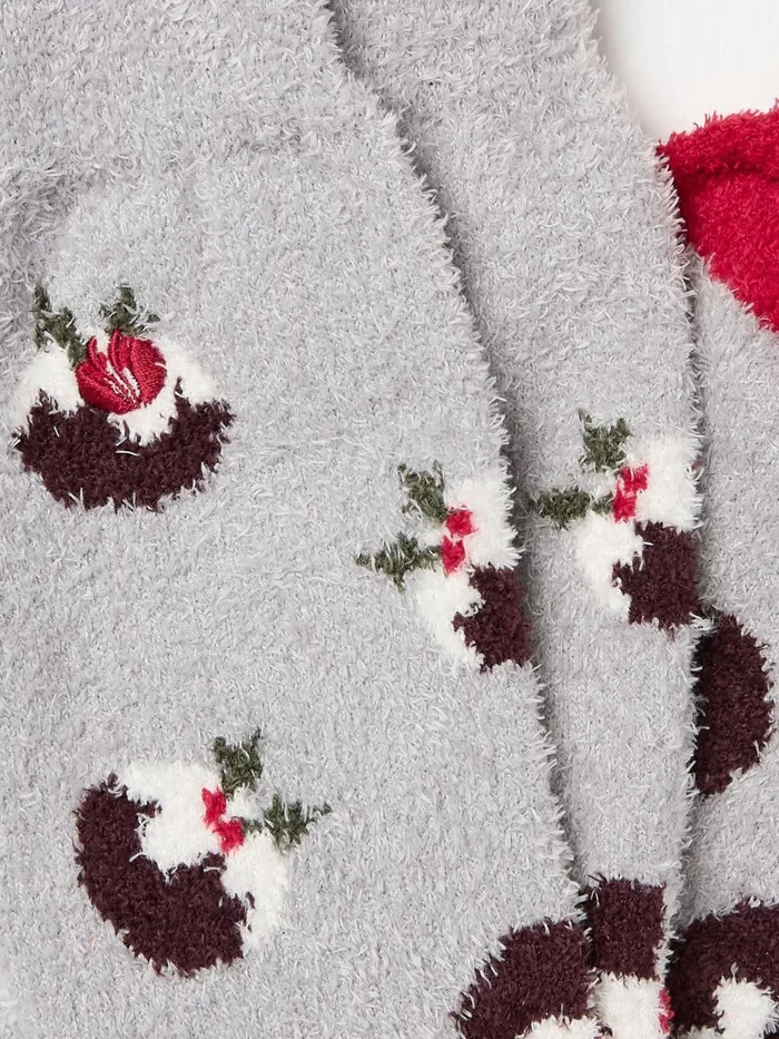 Fat Face Socks Grey Christmas Pudding Mallory Socks 8211 Men