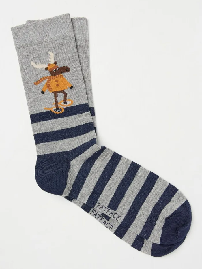 Fat Face Socks Grey Moose Striped Socks 1 Pack 8211 Men