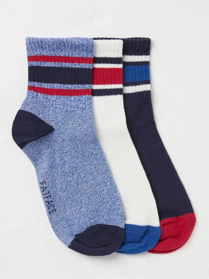 Fat Face Socks Navy Blue Sport Socks 3 Pack 8211 Kids