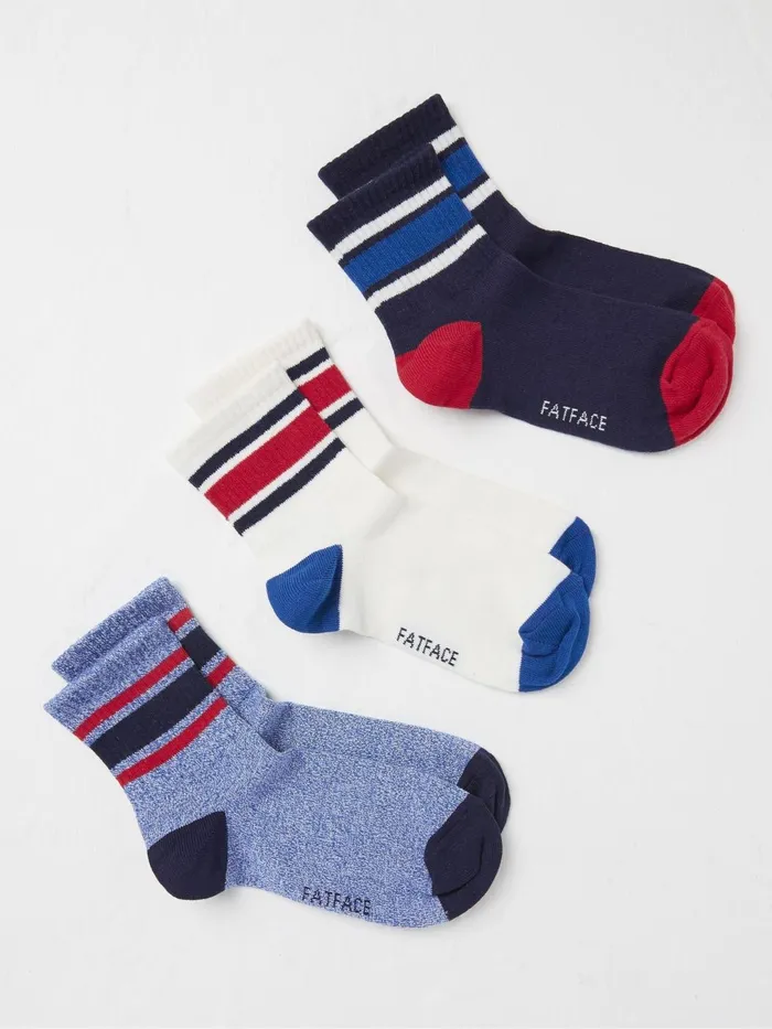 Fat Face Socks Navy Blue Sport Socks 3 Pack 8211 Kids
