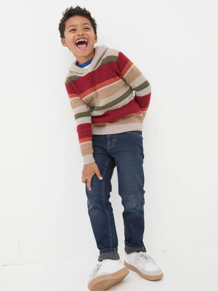 Fat Face Sweatshirts and Hoodies Oatmeal Cream Stripe Hooded Jumper 8211 Kids