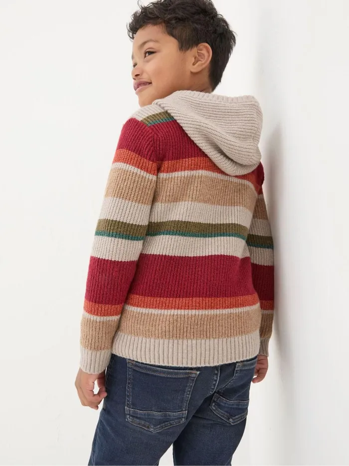 Fat Face Sweatshirts and Hoodies Oatmeal Cream Stripe Hooded Jumper 8211 Kids