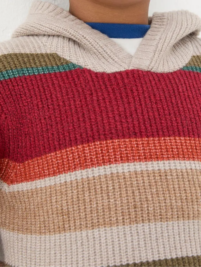 Fat Face Sweatshirts and Hoodies Oatmeal Cream Stripe Hooded Jumper 8211 Kids