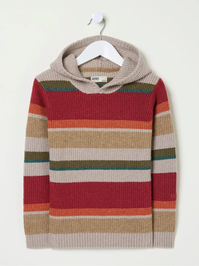 Fat Face Sweatshirts and Hoodies Oatmeal Cream Stripe Hooded Jumper 8211 Kids