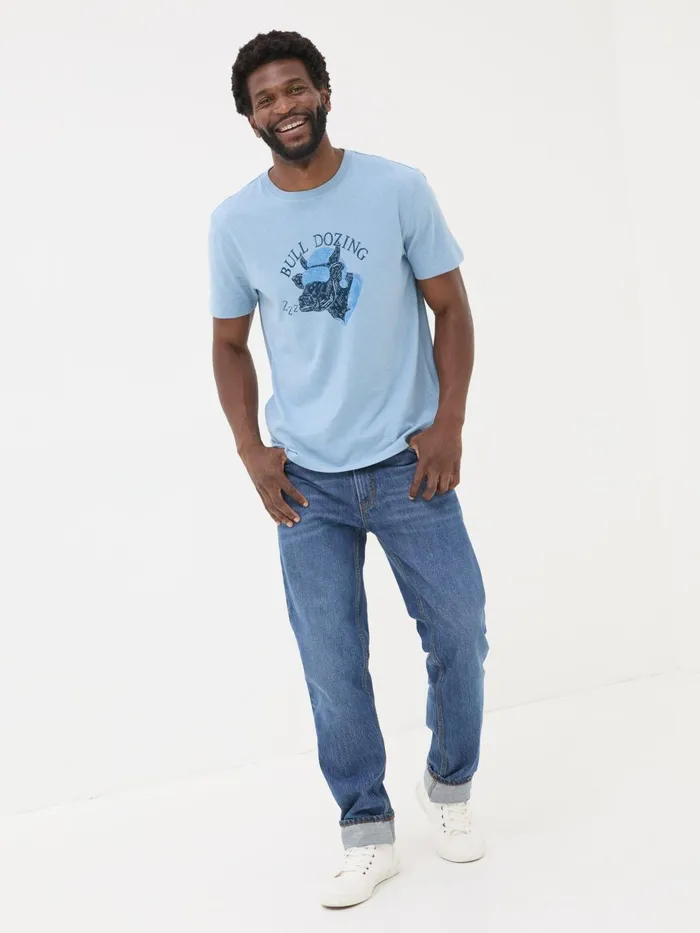 Fat Face TShirts Light Blue Bull Dozing TShirt 8211 Men Fat Face TShirts Light Blue Bull Dozing TShirt 8211 Men
