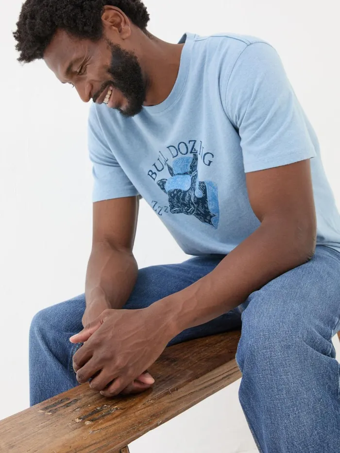 Fat Face TShirts Light Blue Bull Dozing TShirt 8211 Men Fat Face TShirts Light Blue Bull Dozing TShirt 8211 Men