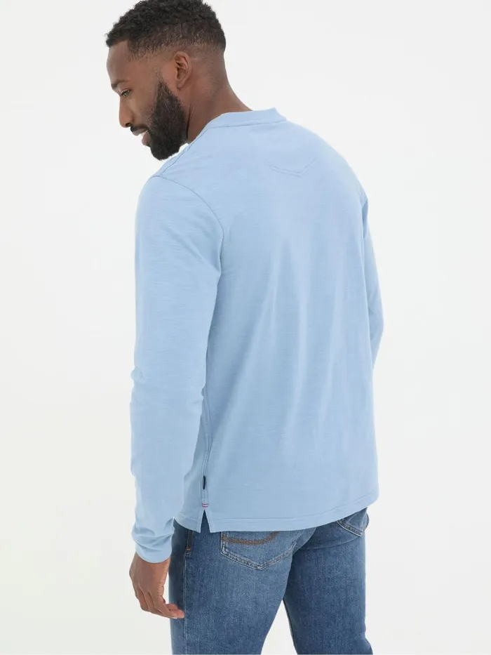 Fat Face TShirts Woodside Light Blue Long Sleeve Henley T Shirt 8211 Men
