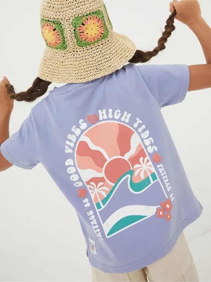 Fat Face Tops and TShirts Blue Good Vibes TShirt 8211 Kids