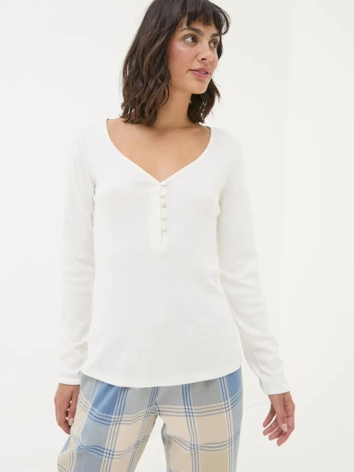 Fat Face Tops and TShirts Ivory Lila Henley TShirt 8211 Women