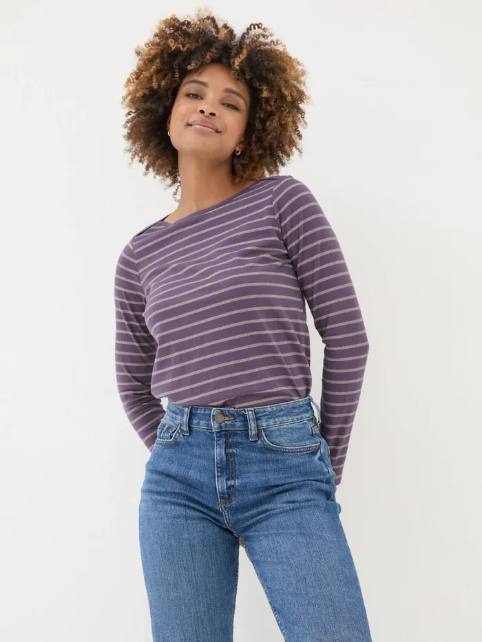 Fat Face Tops and TShirts Purple Sparkle Breton TShirt 8211 Women