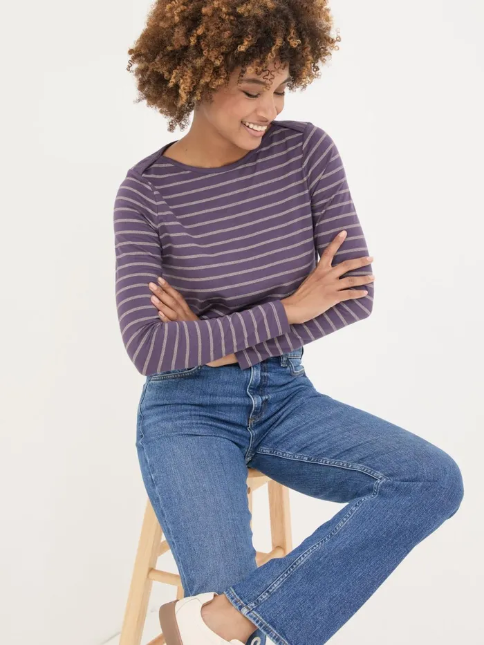 Fat Face Tops and TShirts Purple Sparkle Breton TShirt 8211 Women Fat Face Tops and TShirts Purple Sparkle Breton TShirt 8211 Women