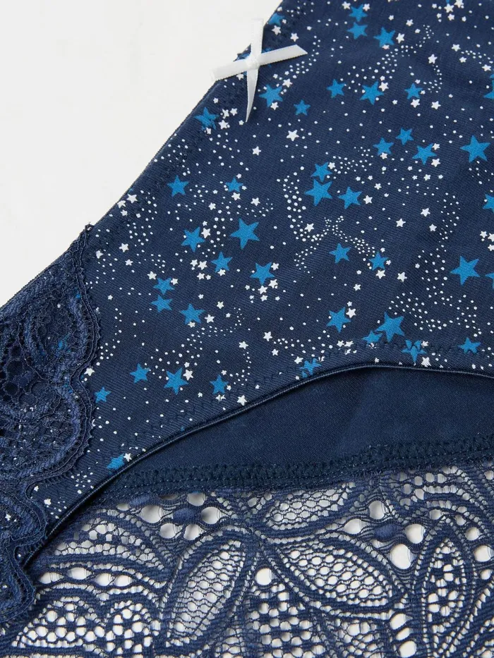 Fat Face Underwear Navy Star Print Cheeky Knickers 8211 Women