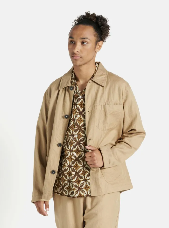 Field Jacket In Sand Linen Cotton Suiting Men Universal Works Jackets