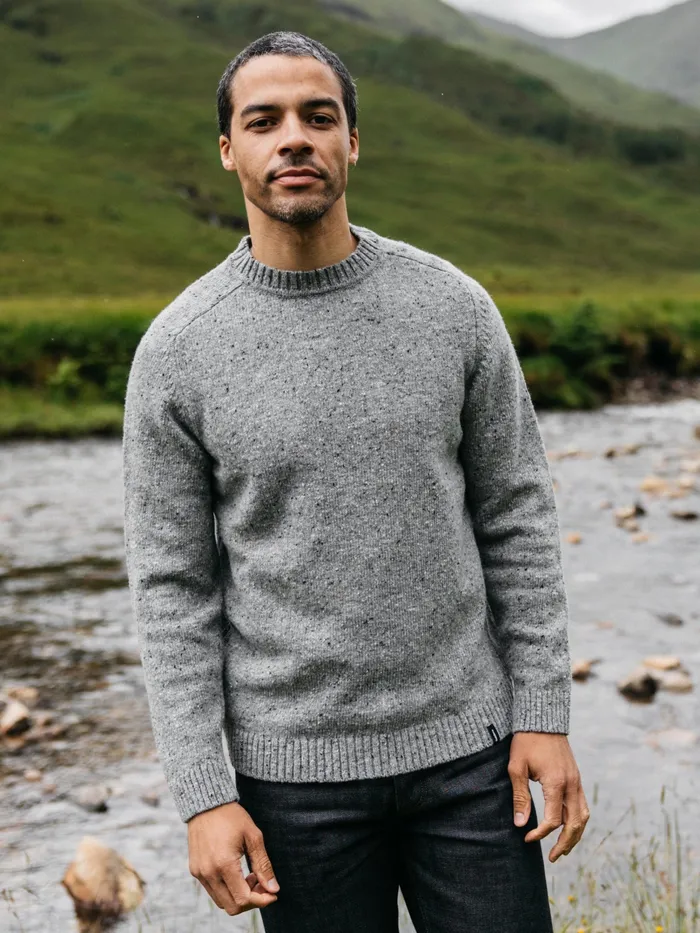 Finisterre Knitwear Men Furlong Crew Sweater Grey Marl