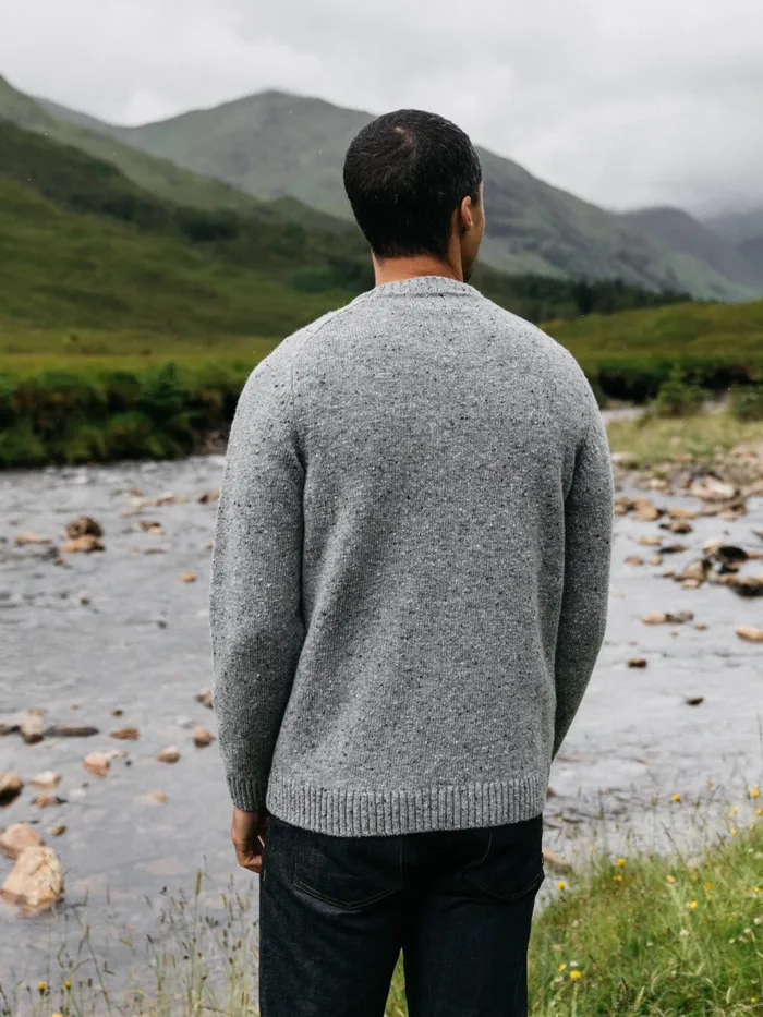 Finisterre Knitwear Men Furlong Crew Sweater Grey Marl