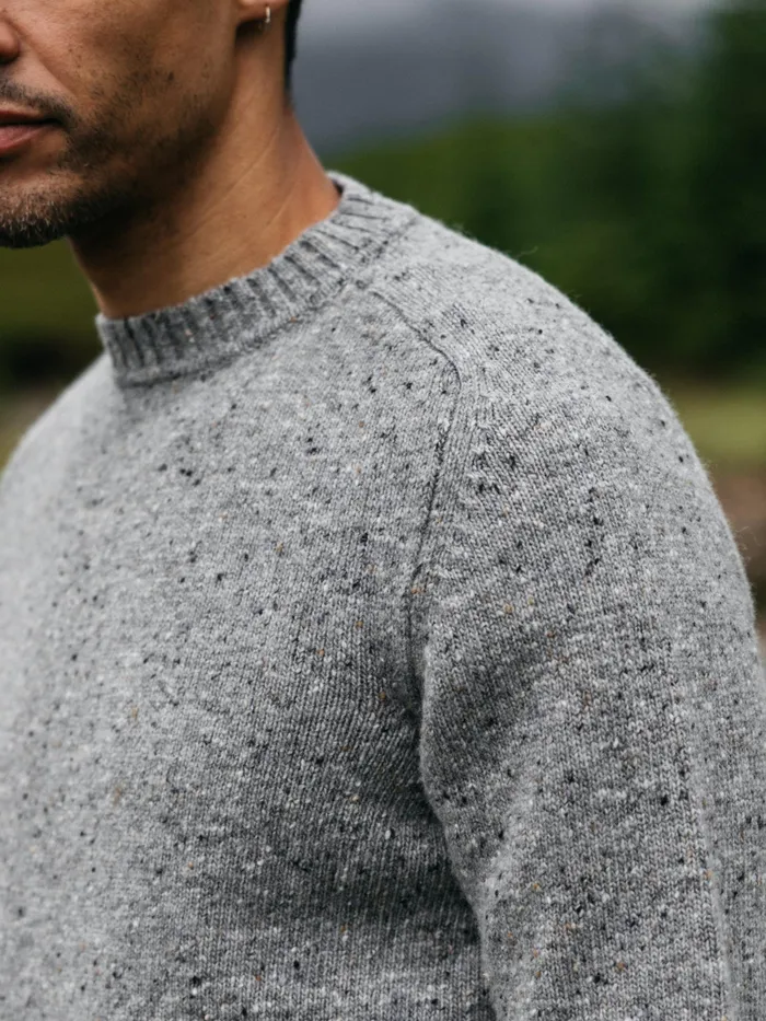 Finisterre Knitwear Men Furlong Crew Sweater Grey Marl