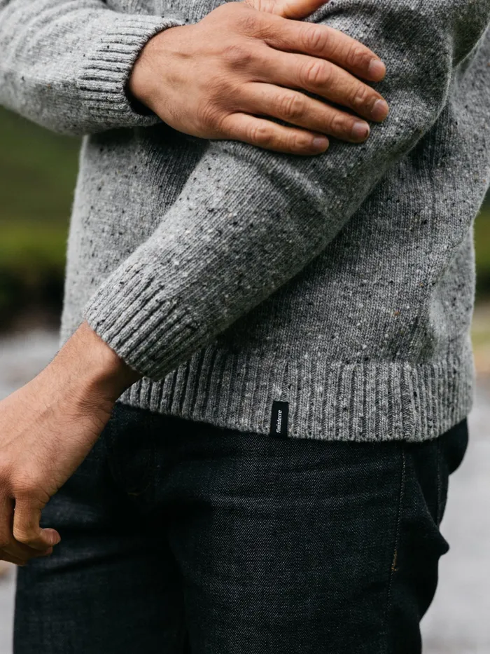 Finisterre Knitwear Men Furlong Crew Sweater Grey Marl