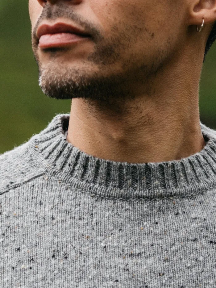 Finisterre Knitwear Men Furlong Crew Sweater Grey Marl