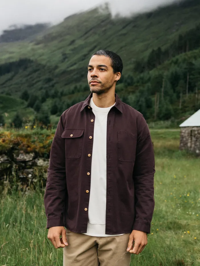 Finisterre Shirts Men Eddystone Shirt Black Cherry