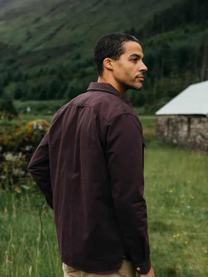 Finisterre Shirts Men Eddystone Shirt Black Cherry