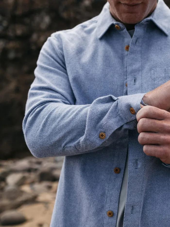 Finisterre Shirts Men Gylly Shirt Indigo Dobby