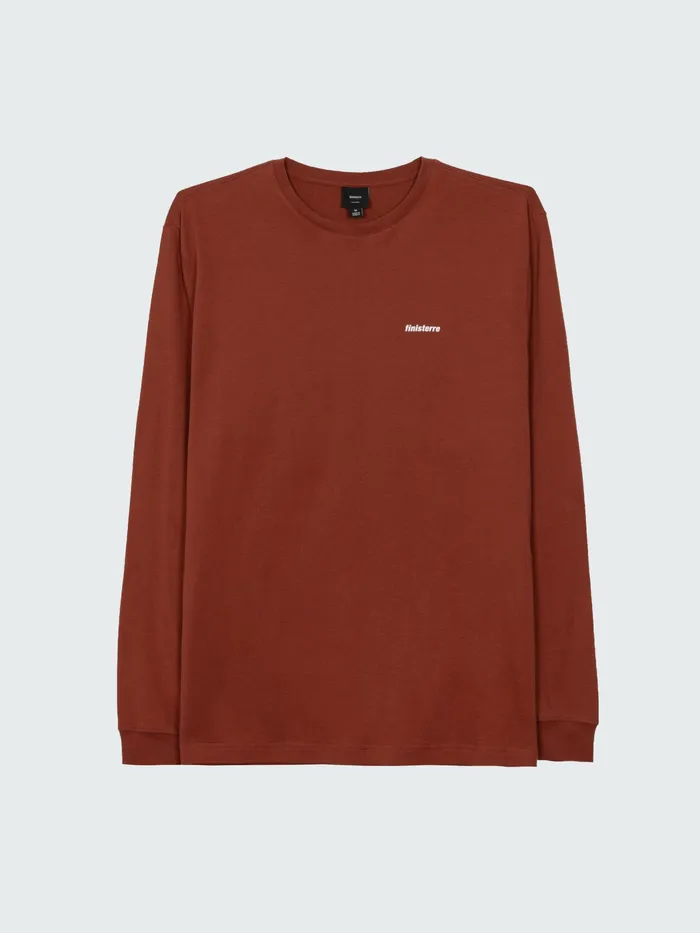 Finisterre TShirts Men Harlyn Logo Long Sleeve TShirt Dark Rosewood