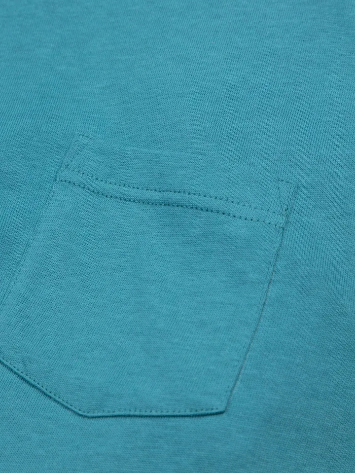 Finisterre TShirts Men Orca Recycled Pocket Long Sleeve TShirt Ocean Storm