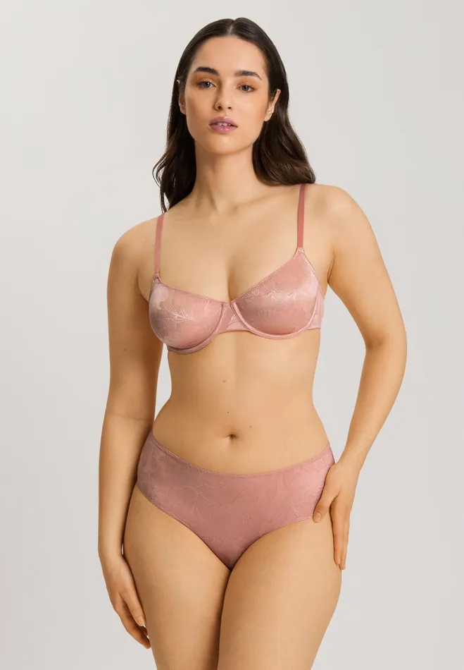 Floral Underwire Bra Mocha Powder Women HANRO Underwire Bras