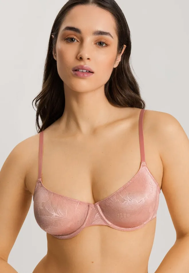 Floral Underwire Bra Mocha Powder Women HANRO Underwire Bras